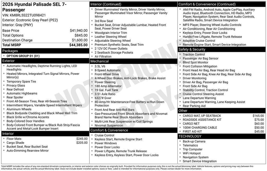 2026 Hyundai Palisade SEL 7 Passenger