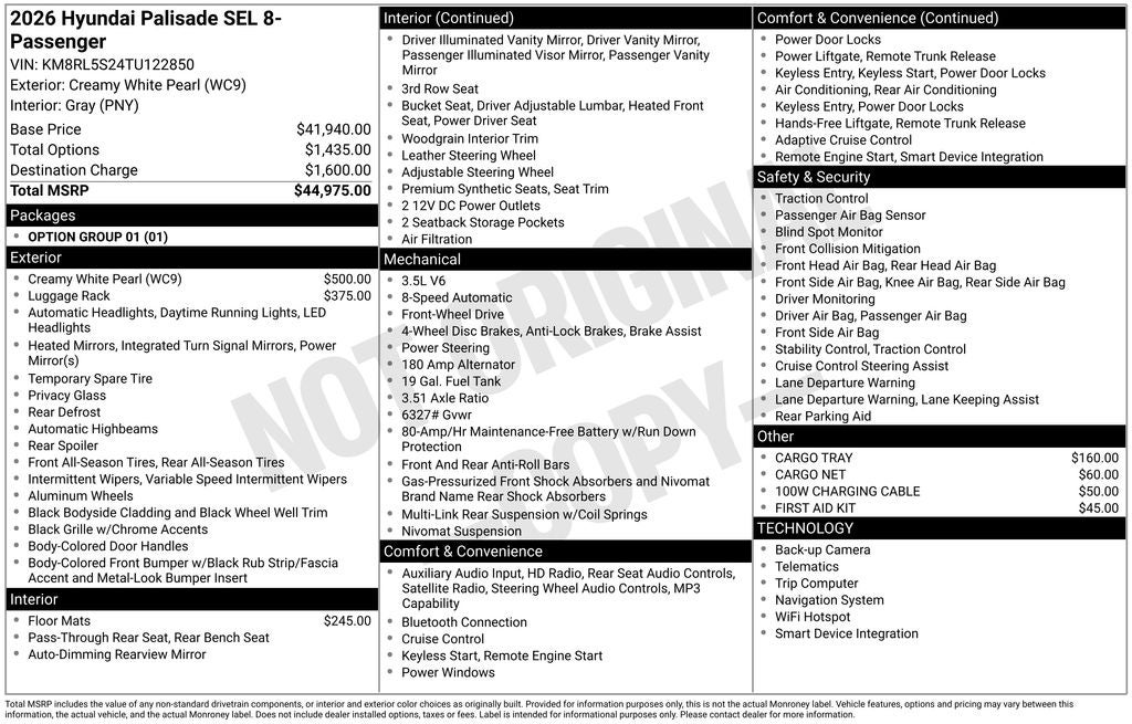 2026 Hyundai Palisade SEL 8 Passenger