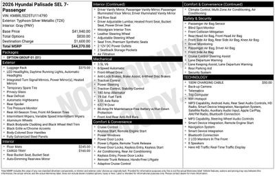 2026 Hyundai Palisade SEL 7 Passenger