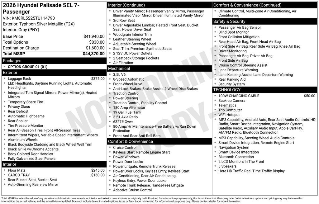 2026 Hyundai Palisade SEL 7 Passenger