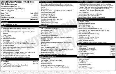 2026 Hyundai Palisade Hybrid Blue SEL 8 Passenger