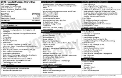 2026 Hyundai Palisade Hybrid Blue SEL 8 Passenger