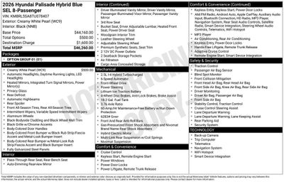 2026 Hyundai Palisade Hybrid Blue SEL 8 Passenger