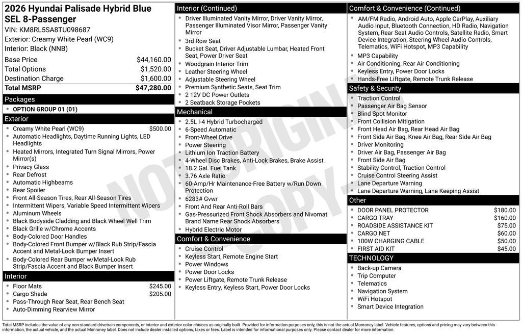 2026 Hyundai Palisade Hybrid Blue SEL 8 Passenger