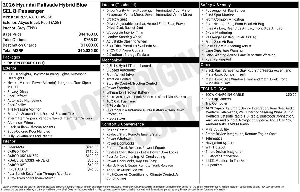 2026 Hyundai Palisade Hybrid Blue SEL 8 Passenger