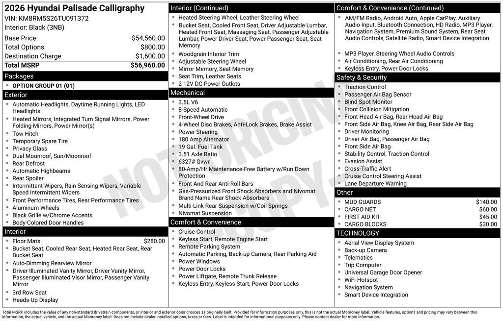 2026 Hyundai Palisade Calligraphy