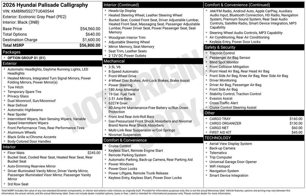 2026 Hyundai Palisade Calligraphy