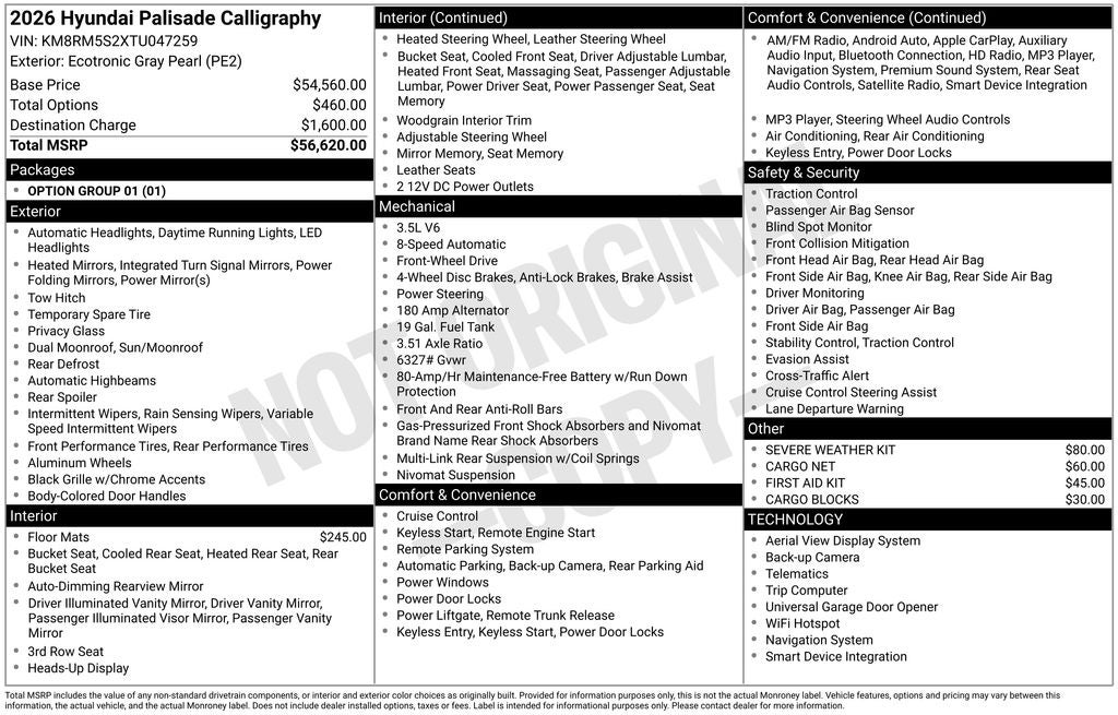 2026 Hyundai Palisade Calligraphy
