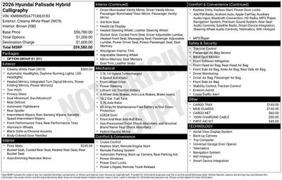 2026 Hyundai Palisade Hybrid Calligraphy