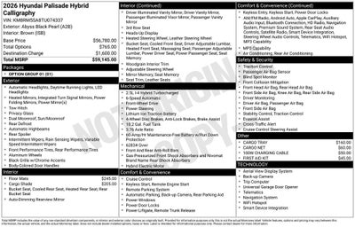 2026 Hyundai Palisade Hybrid Calligraphy