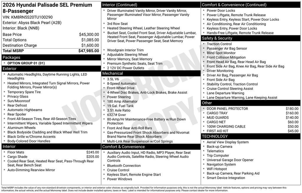 2026 Hyundai Palisade SEL Premium 8 Passenger