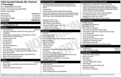 2026 Hyundai Palisade SEL Premium 7 Passenger