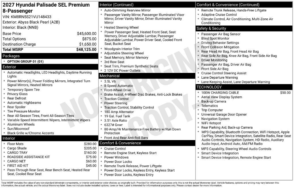 2027 Hyundai Palisade SEL Premium 8 Passenger