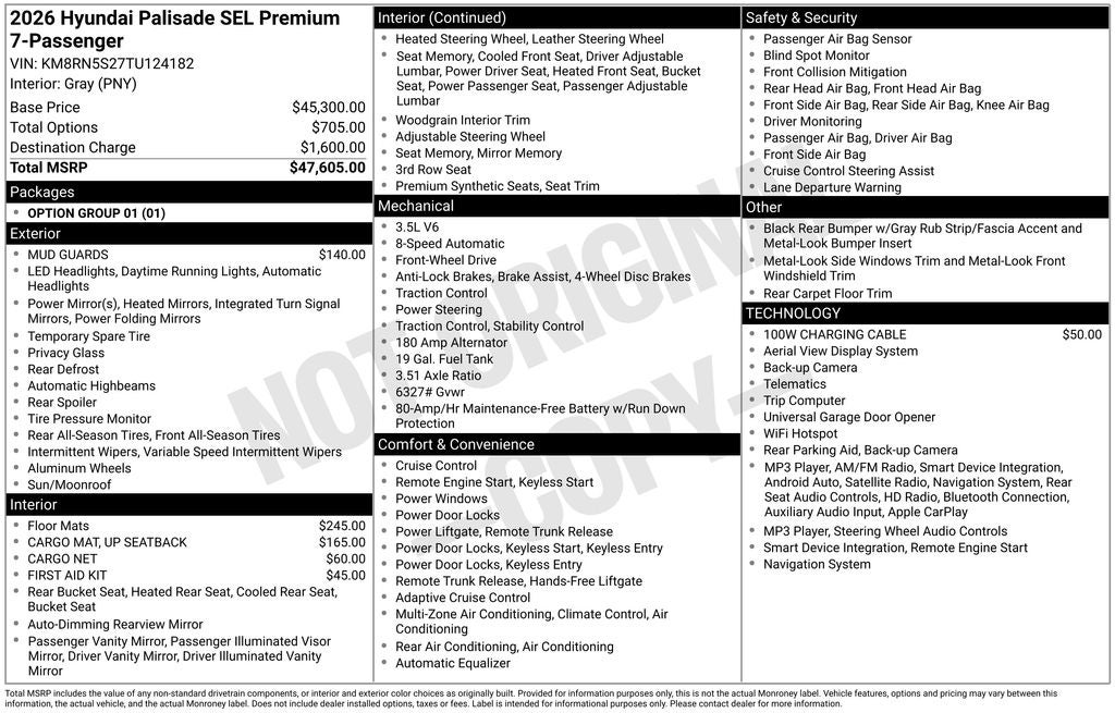 2026 Hyundai Palisade SEL Premium 7 Passenger