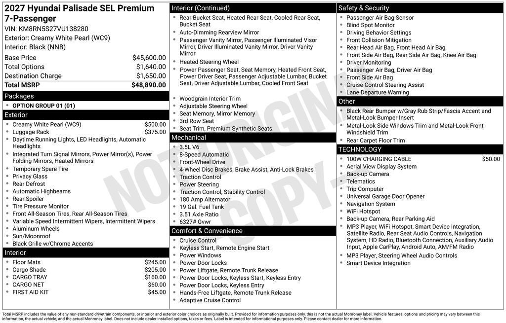 2027 Hyundai Palisade SEL Premium 7 Passenger