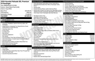 2026 Hyundai Palisade SEL Premium 8 Passenger