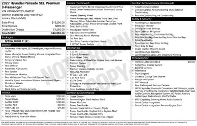 2027 Hyundai Palisade SEL Premium 8 Passenger