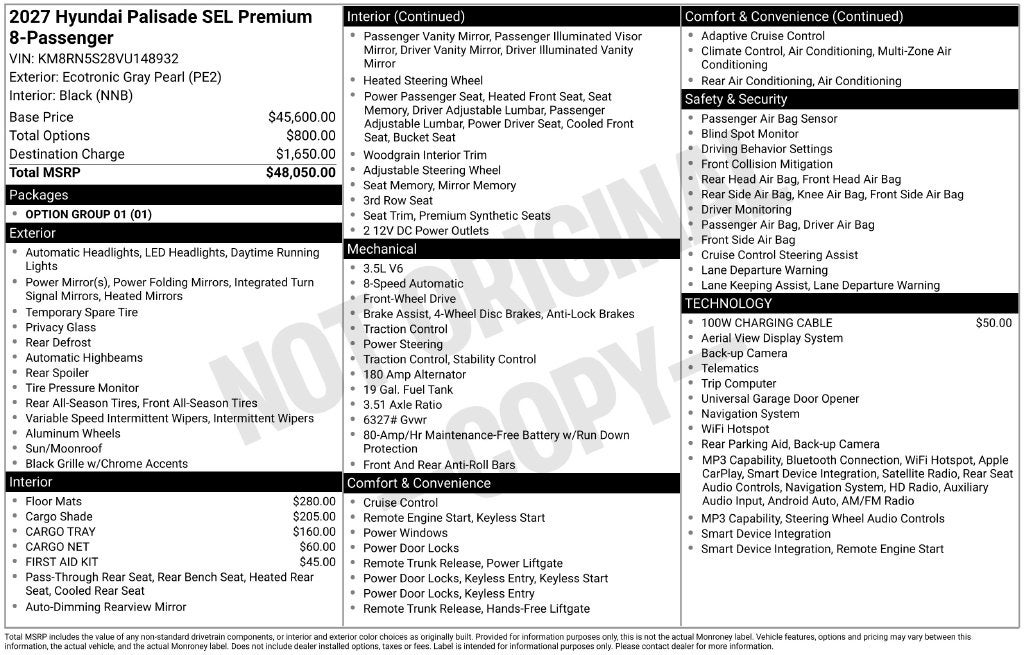 2027 Hyundai Palisade SEL Premium 8 Passenger