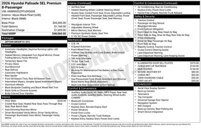 2026 Hyundai Palisade SEL Premium 8 Passenger
