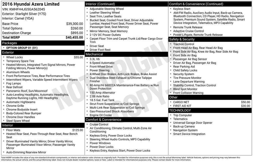 2016 Hyundai Azera Limited