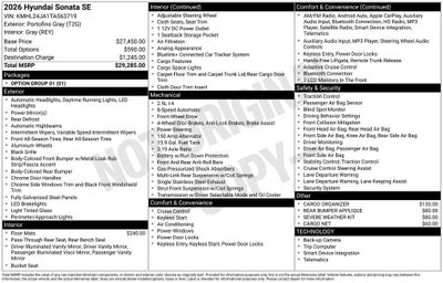 2026 Hyundai Sonata SE