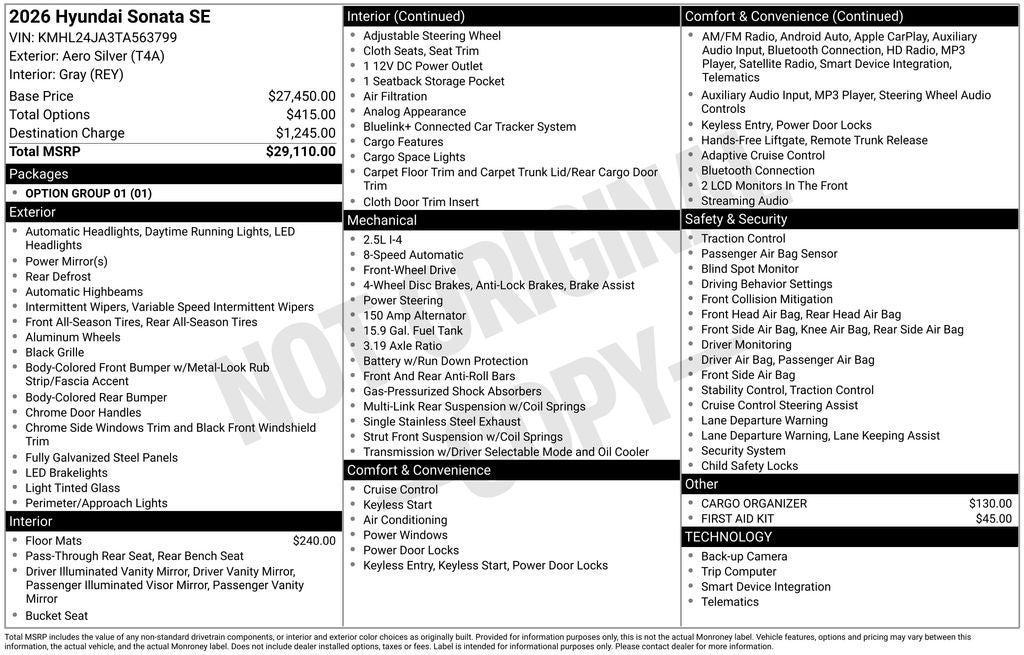 2026 Hyundai Sonata SE