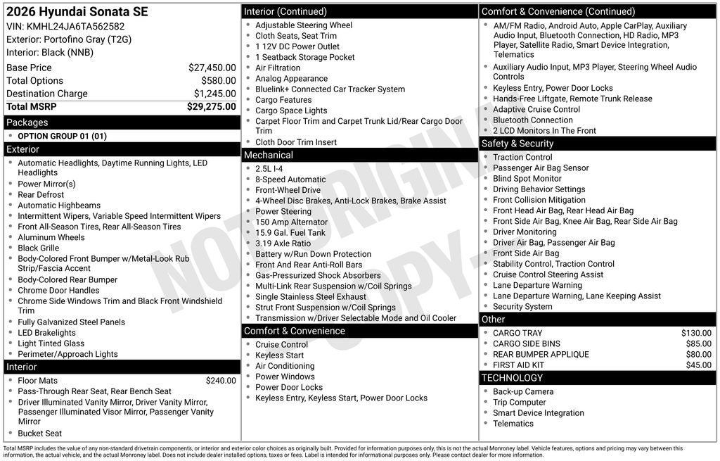 2026 Hyundai Sonata SE