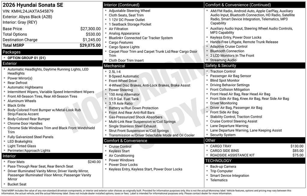 2026 Hyundai Sonata SE