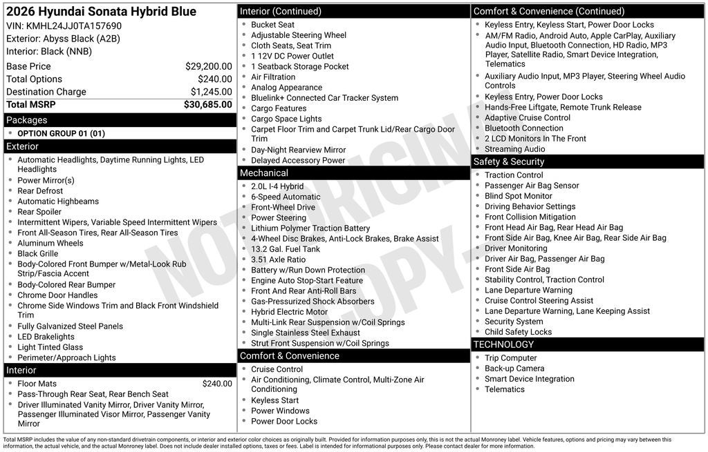 2026 Hyundai Sonata Hybrid Blue