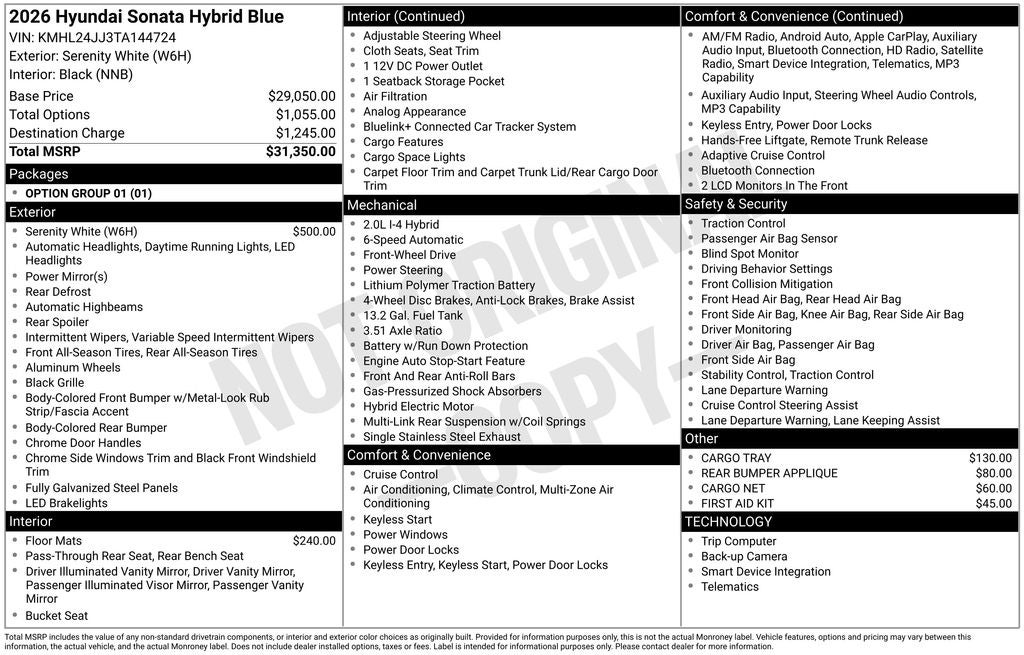 2026 Hyundai Sonata Hybrid Blue
