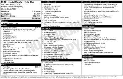 2026 Hyundai Sonata Hybrid Blue