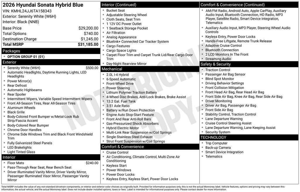 2026 Hyundai Sonata Hybrid Blue