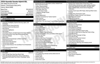 2026 Hyundai Sonata Hybrid SEL