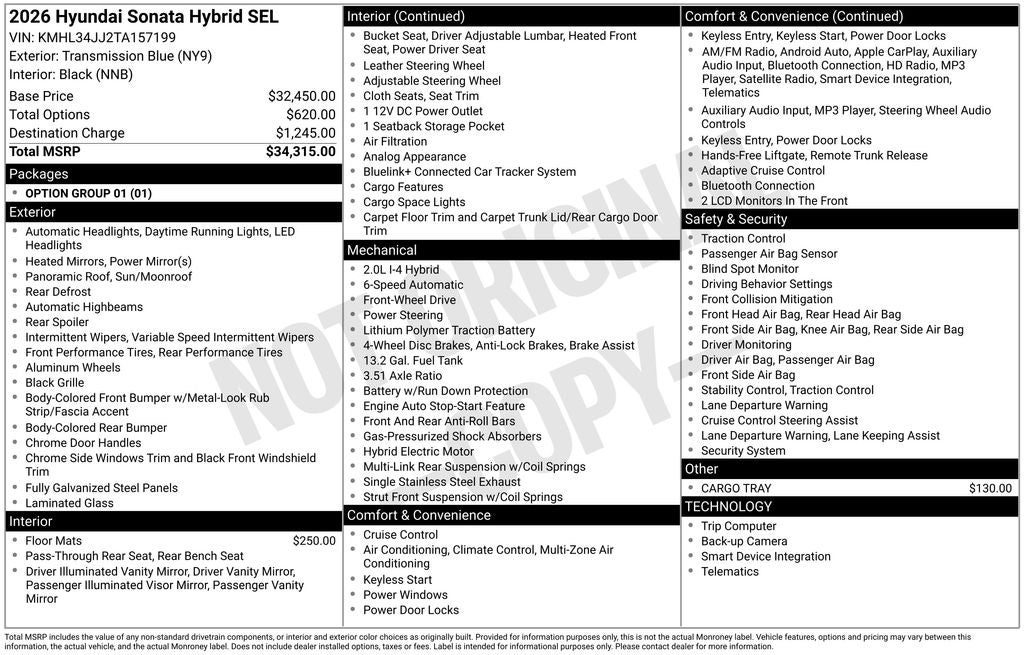 2026 Hyundai Sonata Hybrid SEL