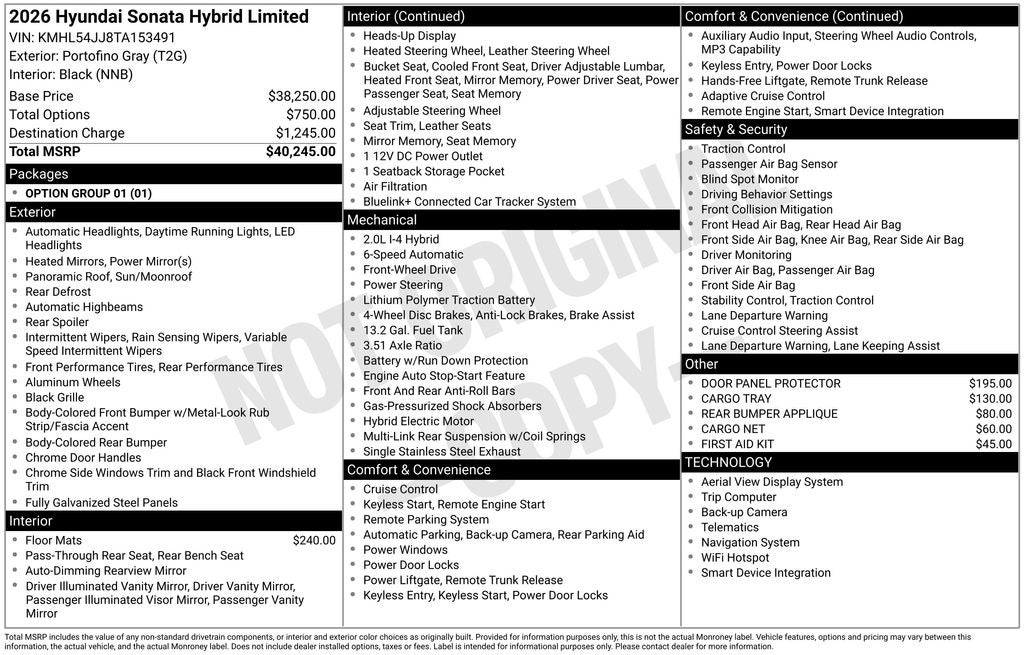 2026 Hyundai Sonata Hybrid Limited