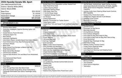 2026 Hyundai Sonata SEL Sport
