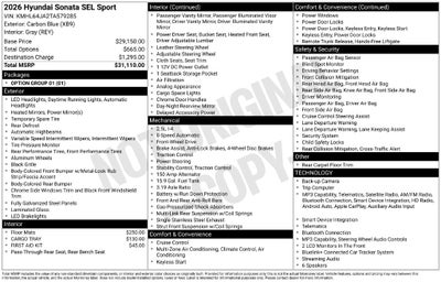 2026 Hyundai Sonata SEL Sport