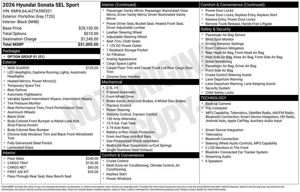 2026 Hyundai Sonata SEL Sport