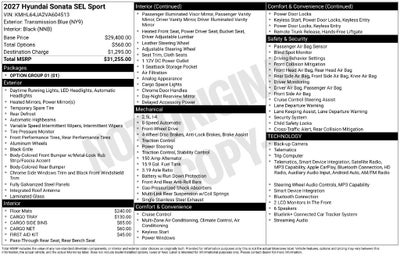 2027 Hyundai Sonata SEL Sport