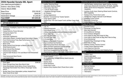 2026 Hyundai Sonata SEL Sport