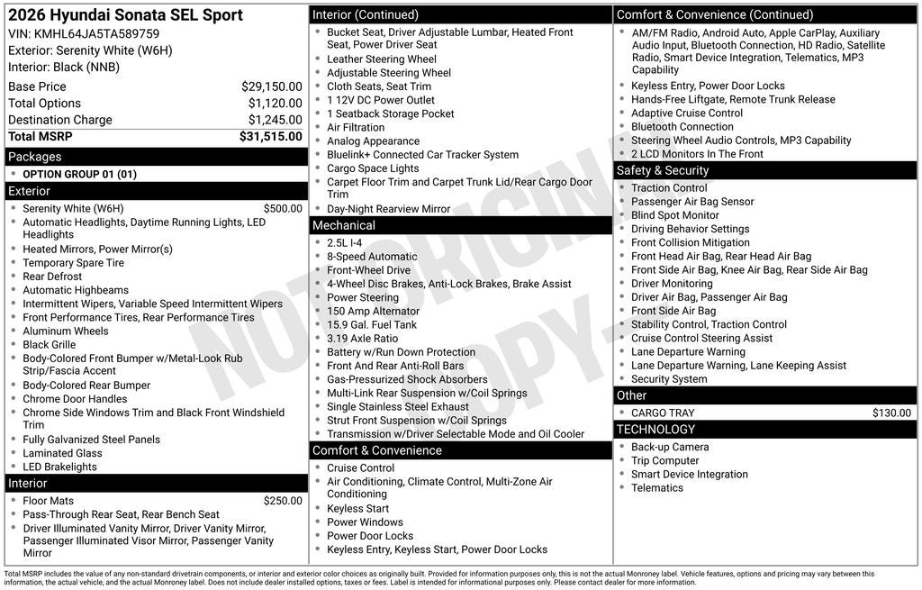 2026 Hyundai Sonata SEL Sport