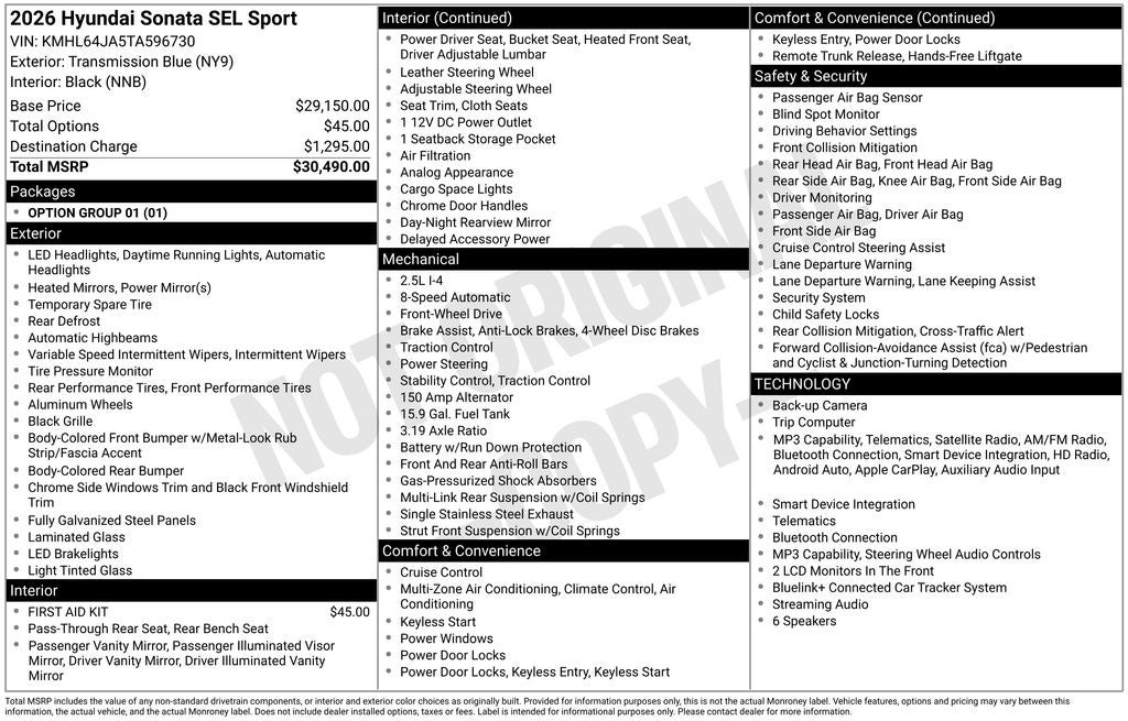 2026 Hyundai Sonata SEL Sport