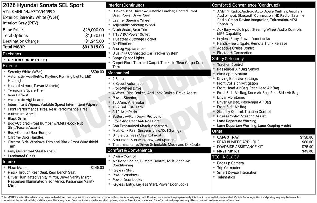 2026 Hyundai Sonata SEL Sport