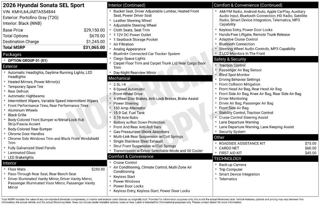 2026 Hyundai Sonata SEL Sport