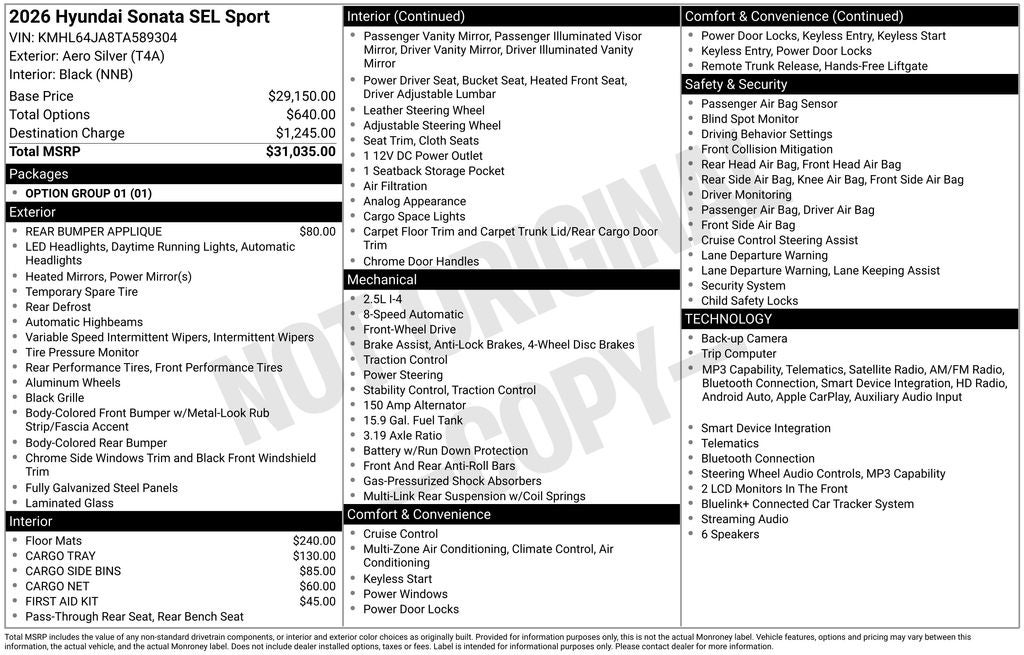 2026 Hyundai Sonata SEL Sport
