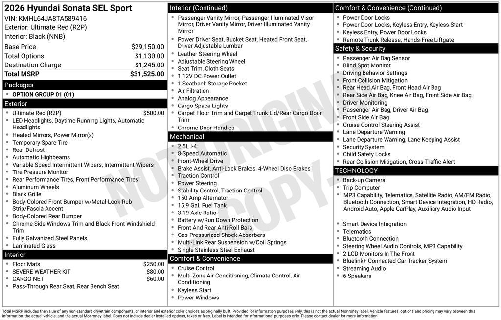 2026 Hyundai Sonata SEL Sport