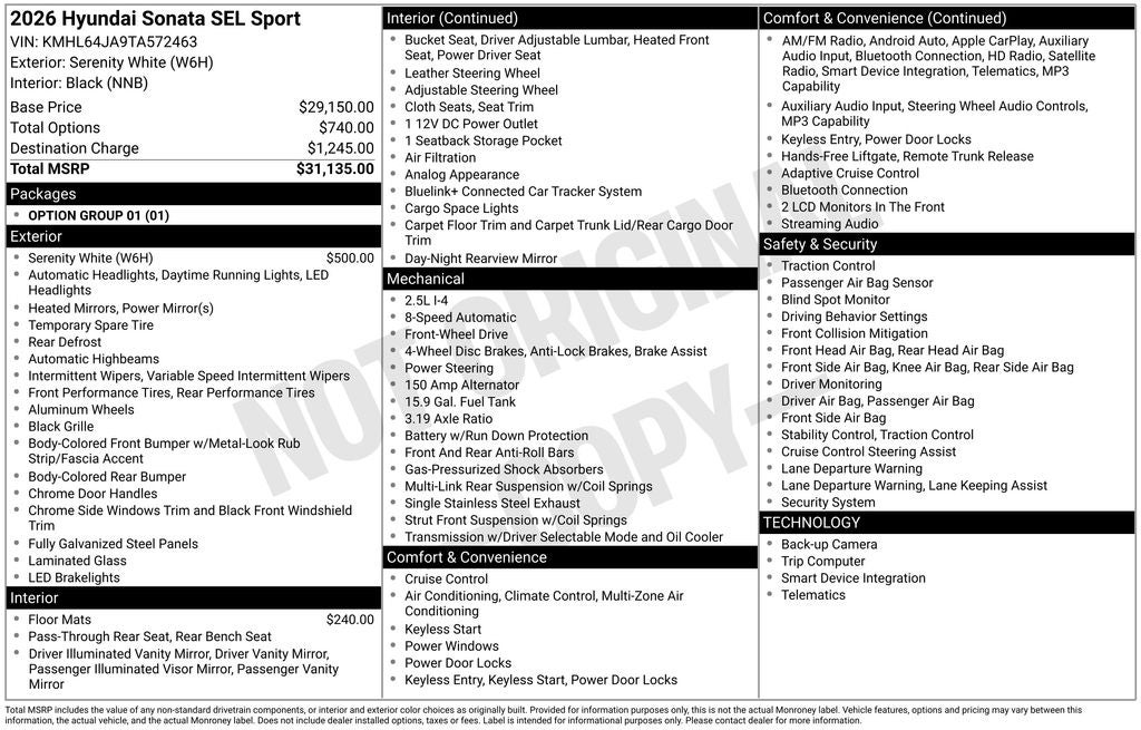 2026 Hyundai Sonata SEL Sport