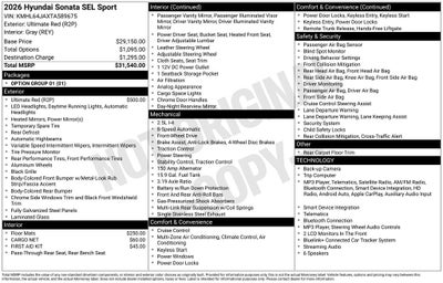 2026 Hyundai Sonata SEL Sport