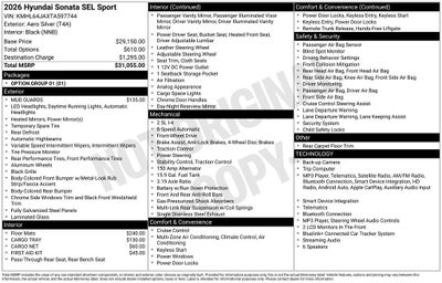 2026 Hyundai Sonata SEL Sport
