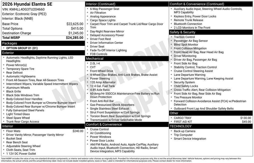 2026 Hyundai Elantra SE
